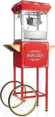 Olde Midway Vintage-Style 6 oz Popcorn Popper Machine Maker with Cart, Red