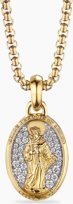 St. Francis Amulet in 18K Yellow Gold with Pav