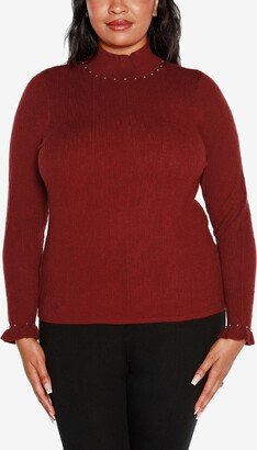 Black Label Plus Size Embellished Pointelle Sweater