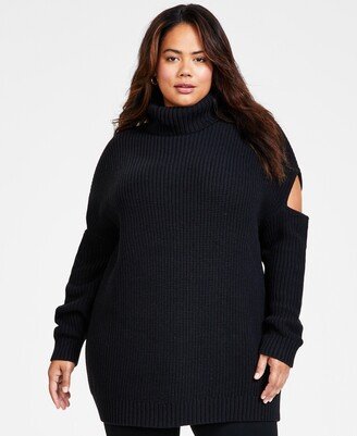 Plus Size Cutout Turtleneck Sweater, Created for Macy's