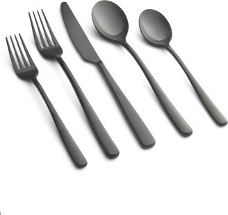 Rise Black Satin Flatware Set, 20 Piece