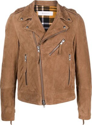 Zip-Up Suede Biker Jacket