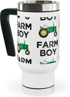 Travel Mugs: Farm Boy - Tractor Green Travel Mug With Handle, 17Oz, Green