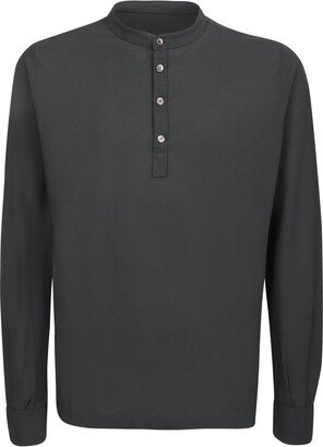 Collarless Straight Hem Polo Shirt-AA