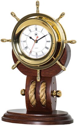 Lacquered Brass Ships Wheel Quartz Clock