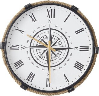 Peyton Lane Nautical Round Brown Stainless Steel Wall Clock