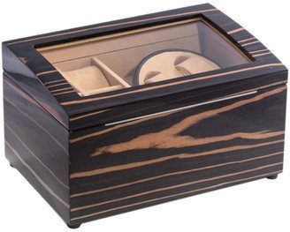 Burl Wood 2-Watch Winder With Storage For 4 Watches