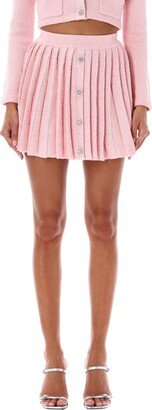 Pleated Tweed Mini Skirt-AA