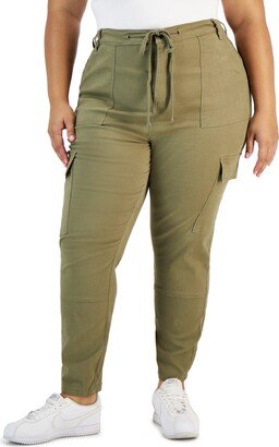 Trendy Plus Size Skinny-Leg Drawstring Cargo Pants