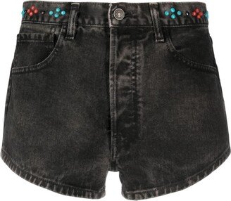 Rounded-Stud Embellished Denim Shorts