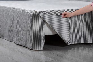 WHOLINENS Cotton Tailored Bed Skirt Box Pleat Striped