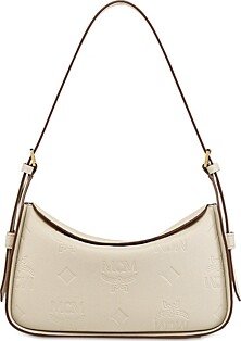 Aren Embossed Logo Monogram Leather Hobo