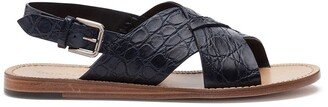 Crocodile-Effect Interwoven Sandals