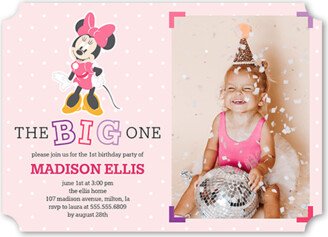 Kids Birthday Invitations: Disney Minnie Mouse First Birthday Birthday Invitation, Pink, 5X7, Matte, Signature Smooth Cardstock, Ticket