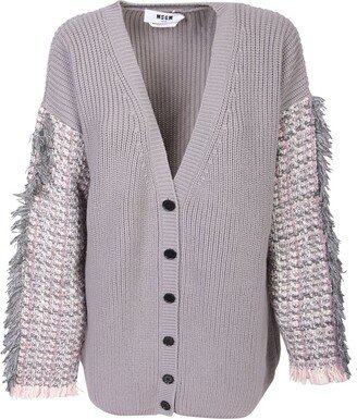 Frayed Detailed V-Neck Cardigan