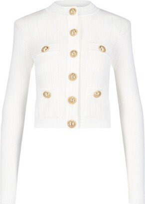 Button Embellished Fine Knit Cardigan