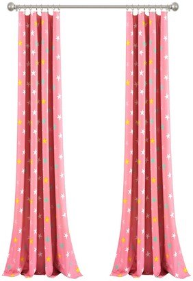 Unicorn Heart Rainbow Star Blackout Single Window Curtain Panel - Pink, Multi