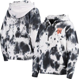 Women's Sport White and Black San Francisco Giants Dakota Tie-Dye Half-Zip Hoodie - White, Black