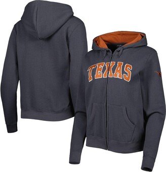 Women's Charcoal Texas Longhorns Arched Name Full-Zip Hoodie