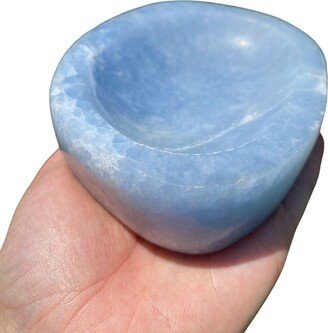 Blue Calcite Bowl - Hand Carved Crystal Stone Polished Light Decor 1