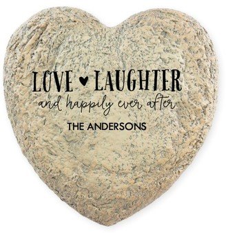 Garden Stones: Love And Laughter Garden Stone, Heart Shaped Garden Stone (9X9), White