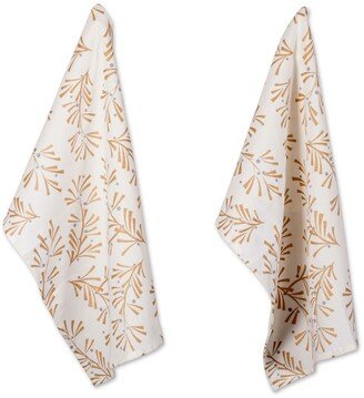 Metallic Holly Leaves Dishtowel Set