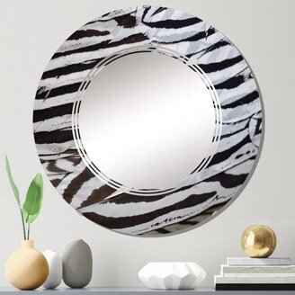 Designart 'Silver Pheasant Feathers' Printed Traditional Wall Mirror