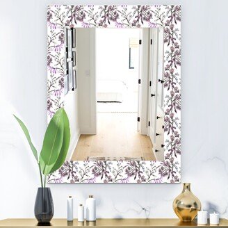 Designart 'Hand Drawn Purple Flowers' Traditional Mirror - Vanity Printed Mirror