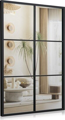 3-Layered Decorative Wall Mirror with Metal Frame for Dining Living Room-Black - 27.5 x 1.5 x 39.5