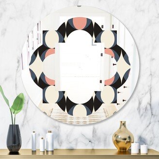 Designart 'Retro Circular Pattern II' Printed Modern Round or Oval Wall Mirror - Quatrefoil