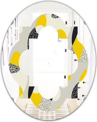 Designart 'Abstract Design Retro Pattern V' Printed Modern Round or Oval Wall Mirror - Quatrefoil