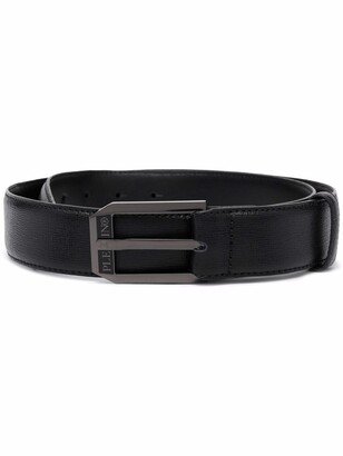 Saffiano leather buckled belt