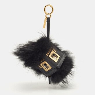 Black Leather and Fox Fur Hypnoteyes Bag Charm