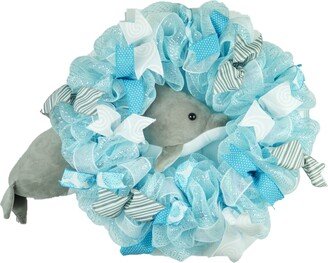 Dolphin Wreath Beach, Girls Room Decor Gift, Ocean Lover Outdoors Decor, Blue White Grey