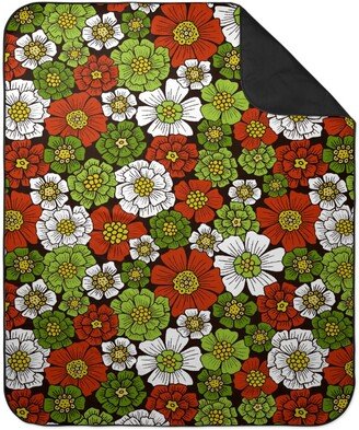 Picnic Blankets: Christmas Floral - Red And Green Picnic Blanket, Multicolor