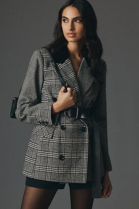 Mixed-Plaid Velvet Blazer Jacket