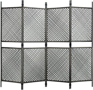 4-Panel Room Divider Poly Rattan Anthracite 94.5x78.7
