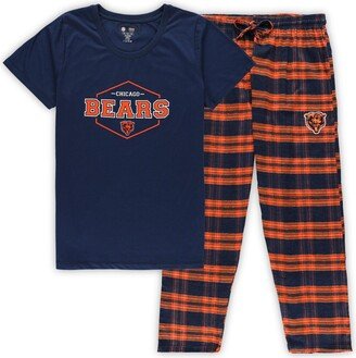 Women's Concepts Sport Navy, Orange Chicago Bears Plus Size Badge T-shirt and Pants Sleep Set - Navy, Orange