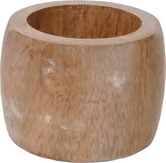 Mango Wood Round Napkin Rings Whitewash Pkg/4