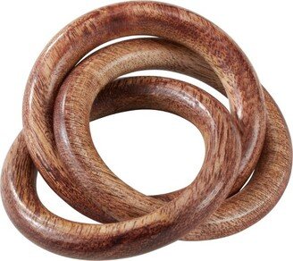 Saro Lifestyle Wooden Interlock Napkin Ring, Brown (Set of 4)