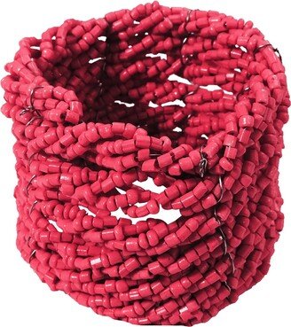 Jute Coil Napkin Ring, Set Of 4, Color Pink