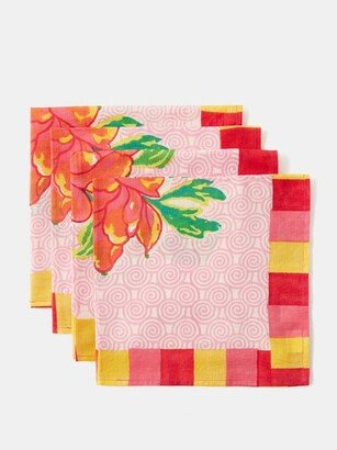 Set Of Four Camelia Printed Cotton Napkins