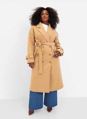 Rebdolls Women's Hazel Wool Blend Belted Coat - Tan - Medium