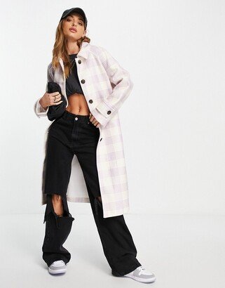 long tailored coat in lilac check