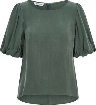 Femponiq Puff Sleeve Cupro Blouse - Green