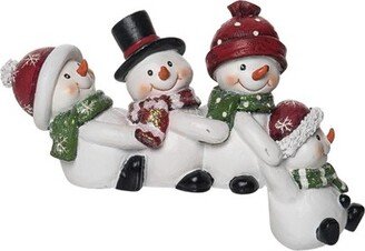 Resin 8.75 in. White Christmas Snowman Shelf Sitter Friends Fun Figurine