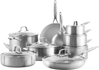Venice Pro Tri-Ply Stainless Steel Healthy Ceramic Nonstick 16 Piece Cookware Pots and Pans Set