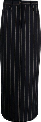 Musier Pinstriped Wool Blend Maxi Skirt