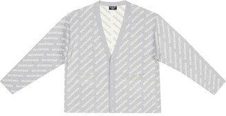 Logo-Print Button-Up Cardigan