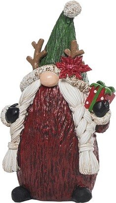 Resin 8.25 in. Multicolored Christmas Holiday Reindeer Hat Gnome Figurine